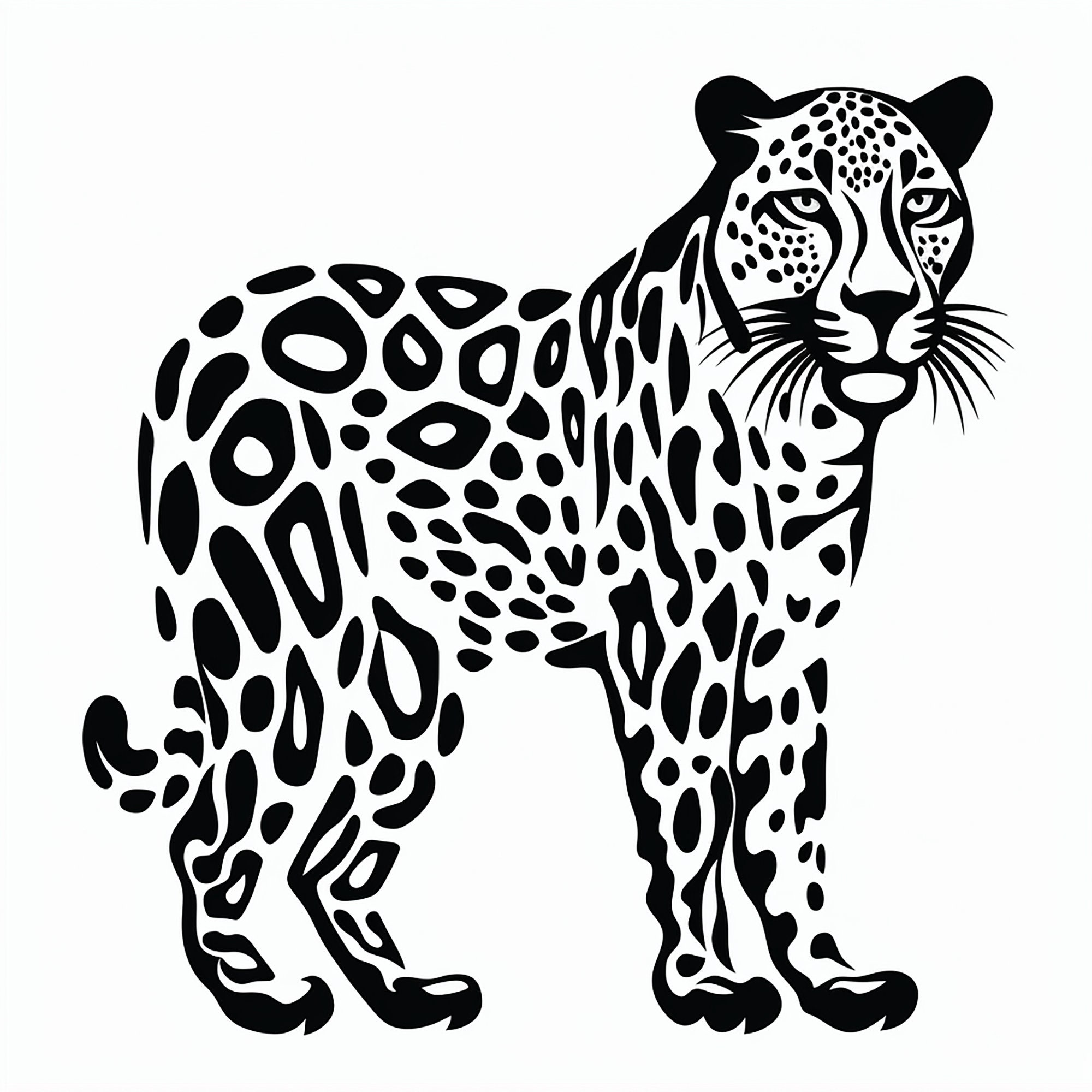 cheetah-black-line-clip-art-illustration-printable-wildlife-animal-decal-for-sticker-stencil-tattoo-wall-decor-logo-etsy