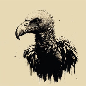 Vulture Black Line Clip Art, Printable wildlife bird image for sticker, stencil, logo, tattoo, woodburning, decal, diy gift, cricut crafts