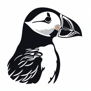 Puffin Clip Art Illustration, Puffin Bird Arctic Animal, Printable stencil, sticker, tattoo, wildlife design