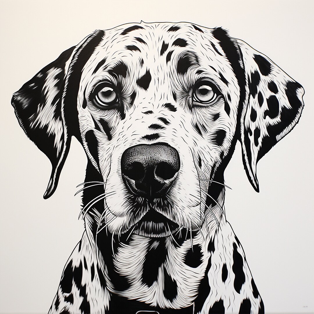Dalmation Pet Portrait, Printable Abstract Dog Illustration for Sticker ...