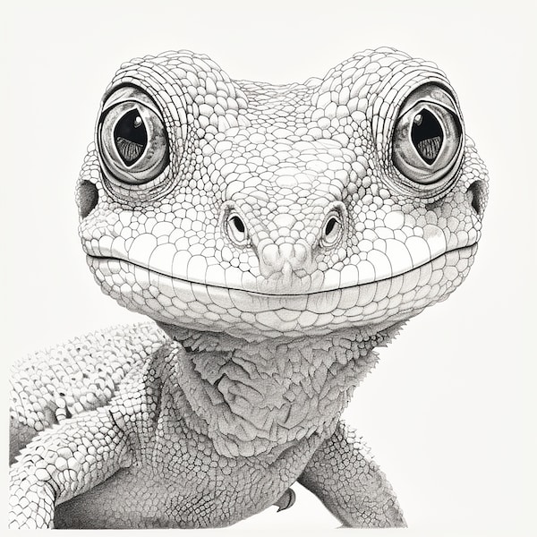 Gecko Fine Line Clip Art, Printable lizard image for coloring, sticker, stencil, logo, tshirt, cricut, woodburning, tattoo, diy, woodburning