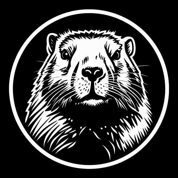 Groundhog Solid Line Illustration, Printable wildlife animal clip art for sticker, logo, tattoo, wall decor