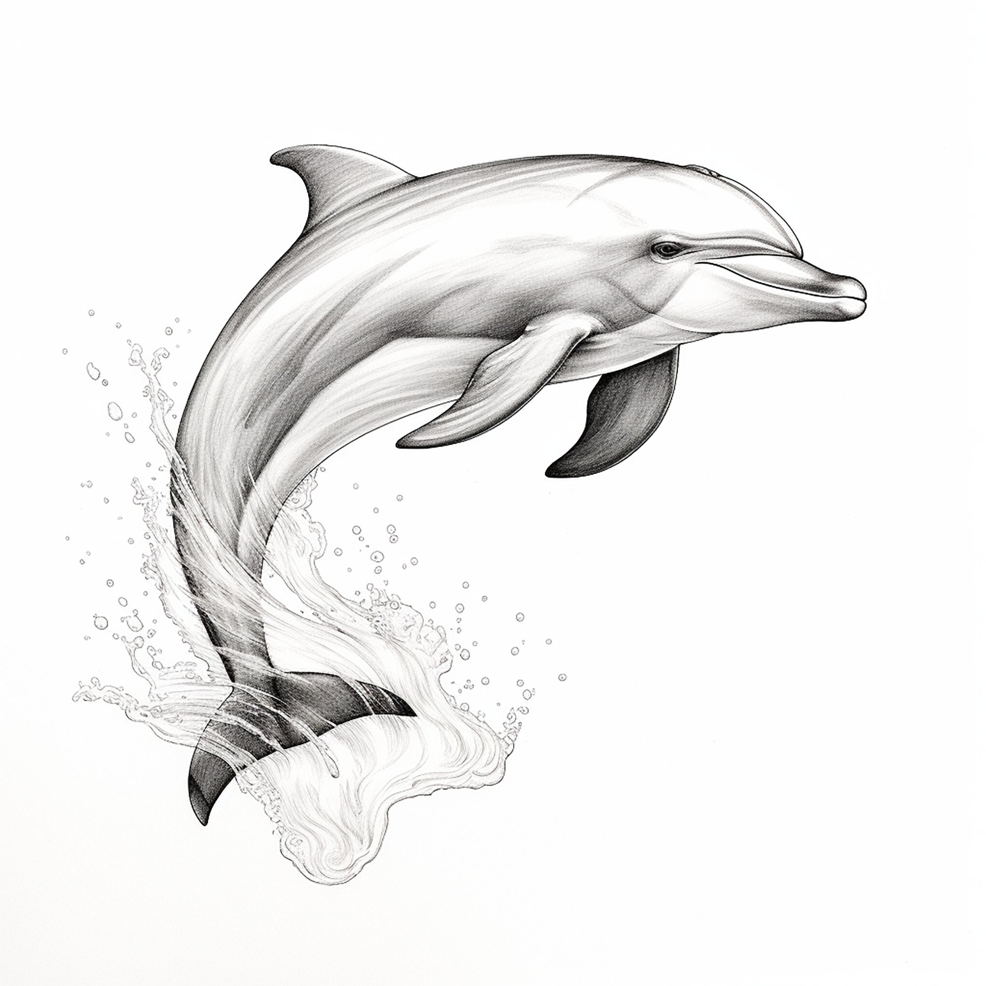 Silver Style Dolphin Sketch Drawing with Detailed Shading Stock  Illustration - Illustration of dolphin, shaded: 301120392