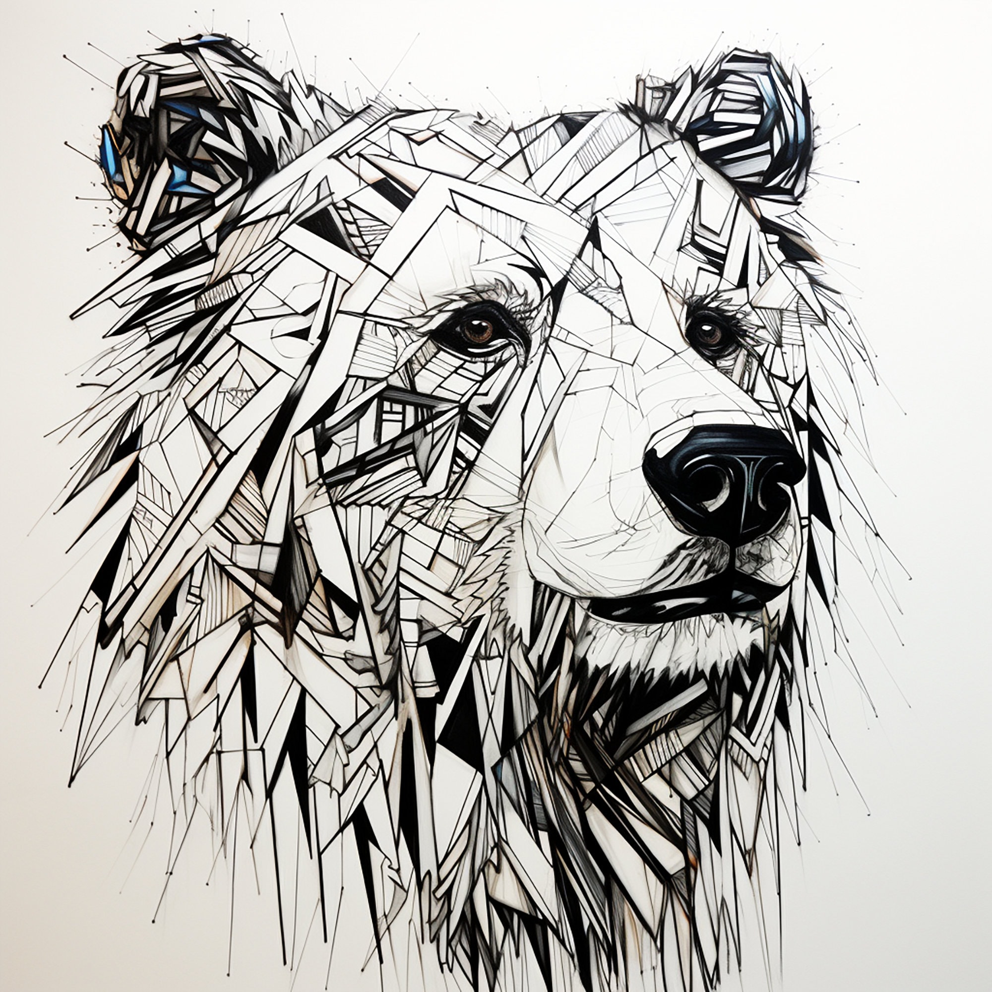 Abstract Bear Illustration: Fine Line Wildlife Art (PNG, JPEG) - Etsy