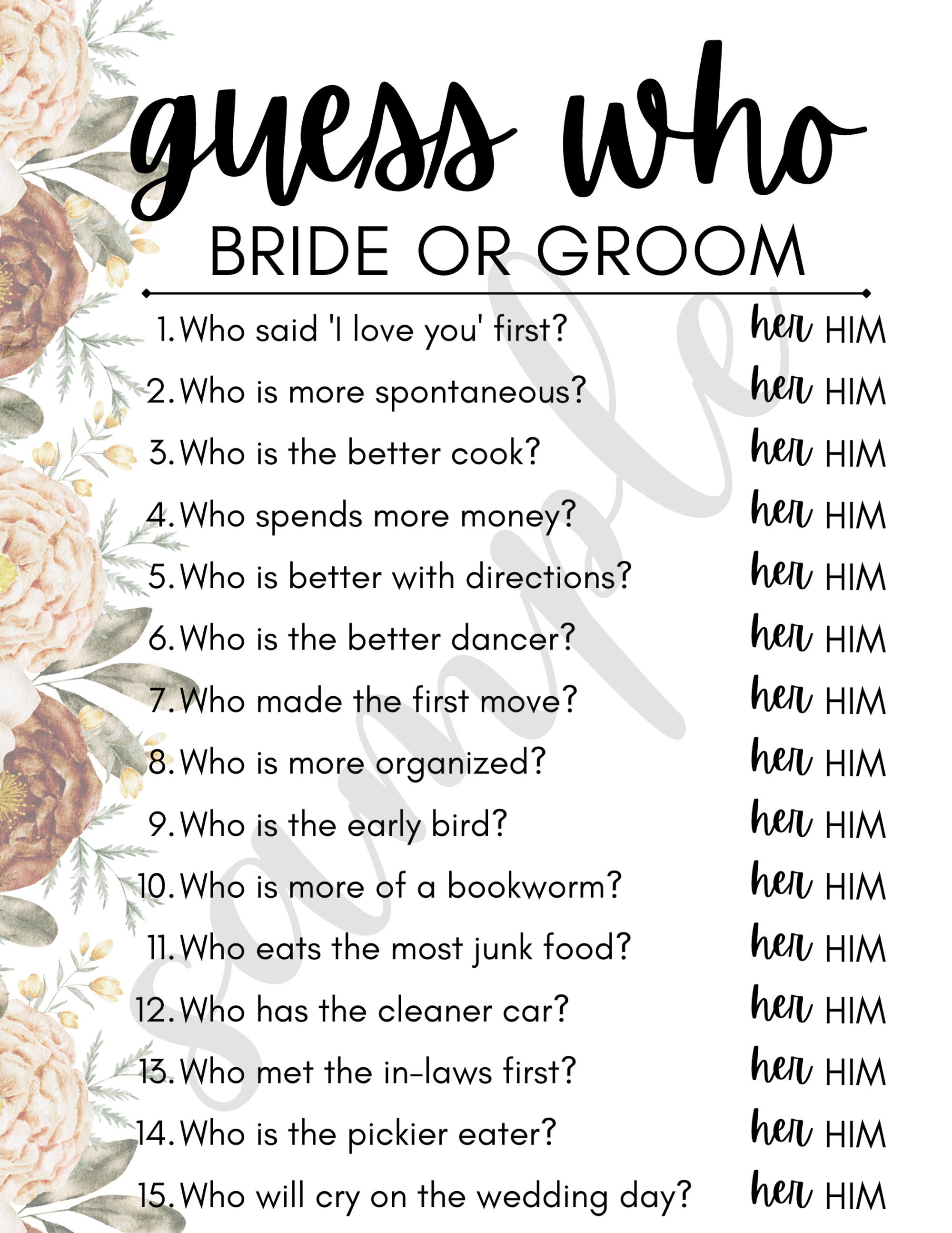 Guess Who Bridal Shower Game Digital Download - Etsy