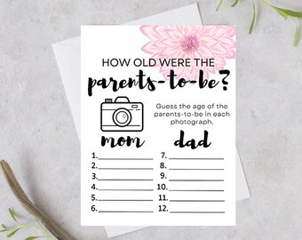 How Old Were The Parents-To-Be? Baby Girl Shower Game Digital Download