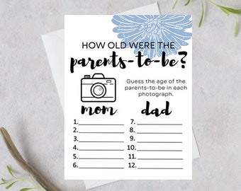 Hoe oud waren de aanstaande ouders? Baby Boy Douche Spel Digitale Download