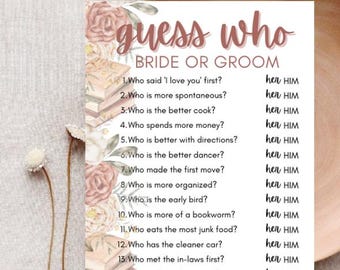 Guess Who? Bridal Shower Game Digital Download