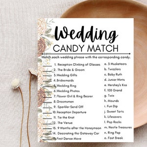 Candy Match Bridal Shower Game Digital Download
