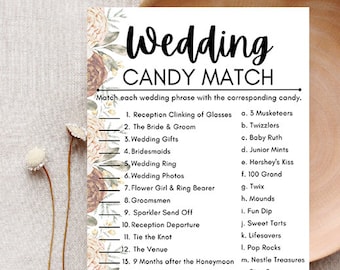 Candy Match Bridal Shower Game Digital Download