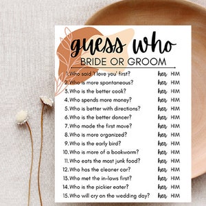 Guess Who? Bridal Shower Game Digital Download