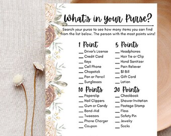 What's in the Purse? Bridal Shower Game Digital Download