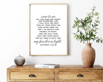 Matthew 11:28-30 Scripture Verse Digital Download