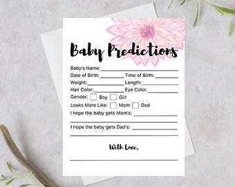 Baby Predictions, Baby Girl Shower Activity Digital Download