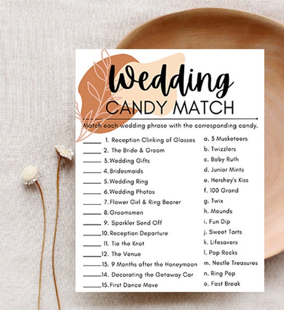 Candy Match Bridal Shower Game Digital Download