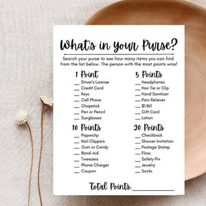 What's in the Purse? Bridal Shower Game Digital Download