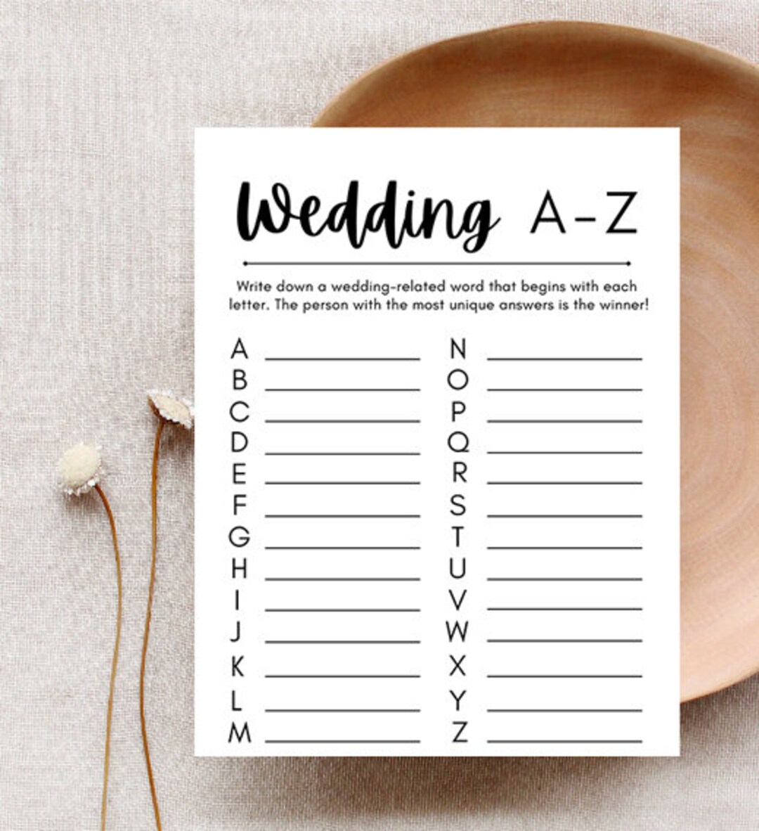 AZ Bridal Shower Game Digital Download Etsy