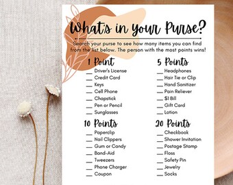 What's in the Purse? Bridal Shower Game Digital Download
