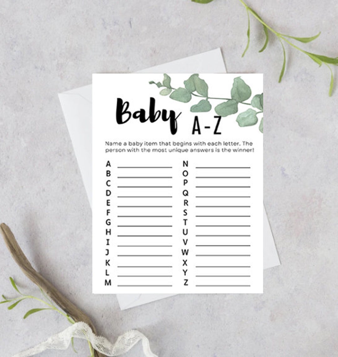 A-Z Baby Shower Game Digital Download - Etsy