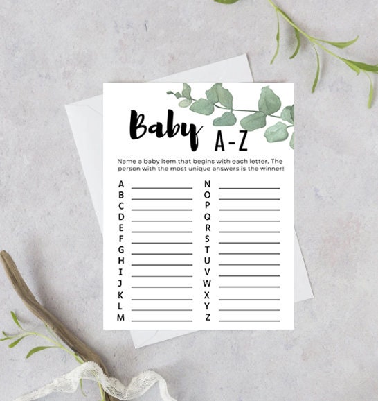 A-Z Baby Shower Game Digital Download - Etsy