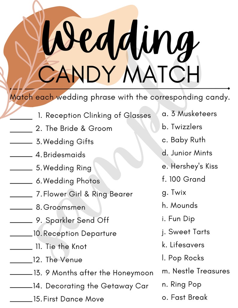 Gra Candy Match Bridal Shower do pobrania w wersji cyfrowej zdjęcie 2