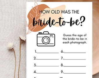 How Old Was The Bride-To-Be? Bridal Shower Game Digital Download