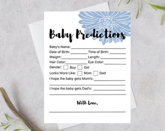 Baby Predictions, Baby Boy Shower Activity Digital Download