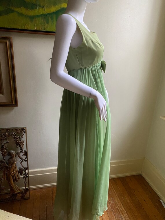 1960's green chiffon formal evening gown - image 3