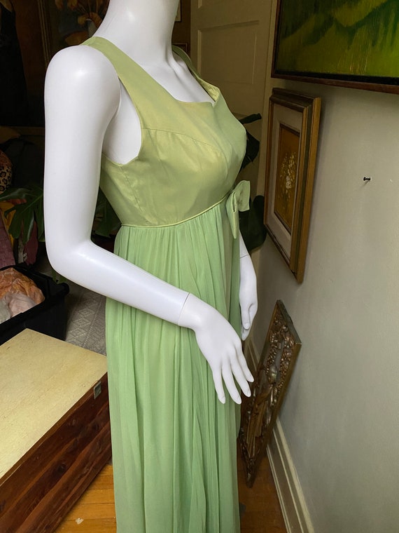 1960's green chiffon formal evening gown - image 6