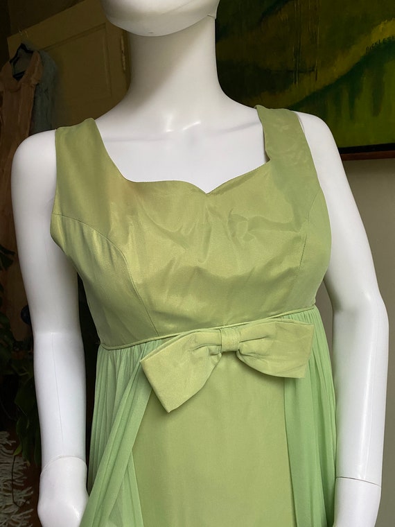 1960's green chiffon formal evening gown - image 2