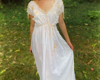 Edwardian lawn cotton dress / nightgown / chemise / Maternity / Wedding / Bridal / Size S M L