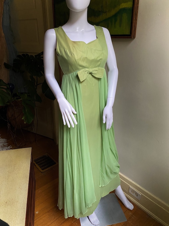 1960's green chiffon formal evening gown - image 1