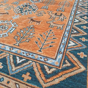 Alfombra Serapi anudada a mano, alfombra de lana hecha a mano, alfombras de decoración vintage para el hogar y tamaños personalizados disponibles.