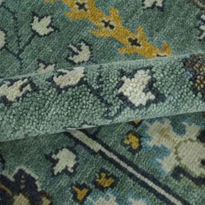8x10/9X12/10x14 Oushak Rug Green Area Rug Hand-knotted Vintage Rug Handmade rug Antique Oushak Wool Rug for Living Room Dining room Office