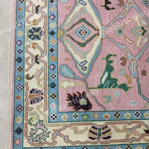 Pink Modern Oushak Rug Beautiful Hand Knotted Area Rug Handmade Wool Rug Pink Area Rug Living Dining and Bedroom 6x9 8x10 9x12 10x14 12x15