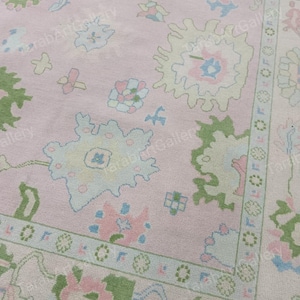 Ready to Ship Rug Quick Ship Rug 10x14 Pink Modern Oushak Rug Pastel Hand Knotted Rug Handmade Wool Rug Pink Living Rug 6x9 8x10 9x12 12x15