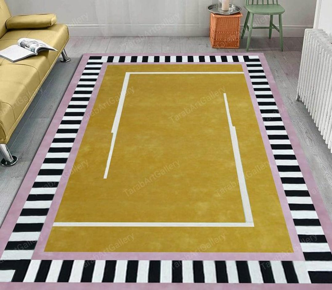 Pull Rug Base Luxury Hand Tufted Modern Rug Gold Base Area Rug Handmade Wool Rug for ...