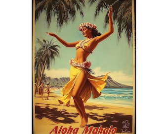 Póster de chica hula de 24 x 32 pulgadas - Sin marco