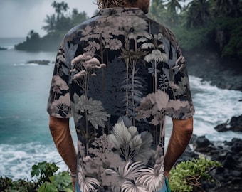 Camisa hawaiana de jungla tropical: mezcla de algodón orgánico o cáñamo