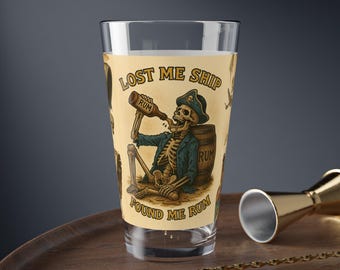 Vaso mezclador con esqueleto pirata: artículos de bar náuticos, regalo para amantes del ron