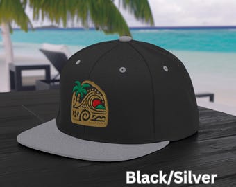 Gorra snapback con palmera bordada: ropa urbana de isla polinesia