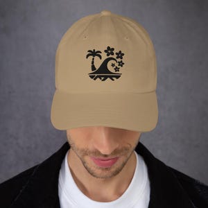 Ino Cave™ Dad Hat – Tribal Palm Wave Logo Cap, Embroidered Surf Culture, Island Streetwear