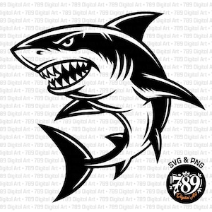 Tiburón svg png, Tiburones svg, Archivo vectorial de tiburón, Mascota de tiburón svg Archivo de corte, Clip art de tiburón feroz, Silueta de depredador oceánico, Criatura marina svg