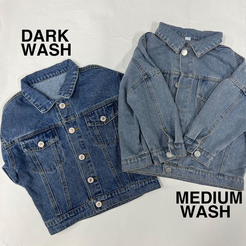 Chenille Lettre Patch Jean Veste, Custom Girls Toddler Chenille Name Patch Denim Jacket, Boys Custom Patch Jacket Gift image 2