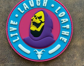 Skeleton Patch - PVC Patch w/ Hook & Loop Backing - 3.5” Round - Funny Meme Morale Patch