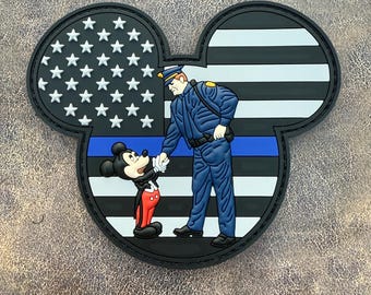 Mickey Mouse Police Officer Walt Disney World PVC Patch - Thin Blue Line - Back the Blue - Morale Patch - Security - Police