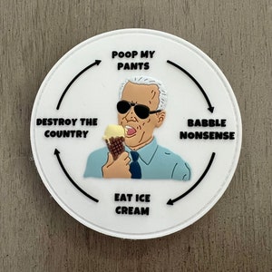 Joe Biden Meme Patch - POTUS - PVC Patch w/ Velcro Backing - 3.5” Round - Funny Meme Morale Patch - United States of America - USA