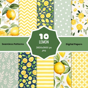 Papier numérique Floral d'été citron agrumes | Motifs numériques transparents | Papier de scrapbooking | Utilisation commerciale | Téléchargement instantané | JPG