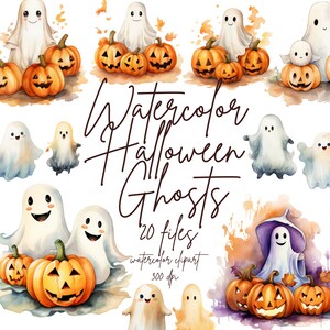 Watercolor Halloween Clipart Ghost Halloween Clipart Happy Halloween Clipart Cute Ghost Clipart | PNG, Commercial Use, Instant Download