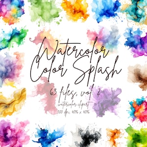 Aquarell Farbspritzer Clipart PNG Farbspritzer Clipart Alcohol Ink Clipart Abstrakt Clipart Vol. 2 | PNG Kommerzielle Nutzung Sofort Download